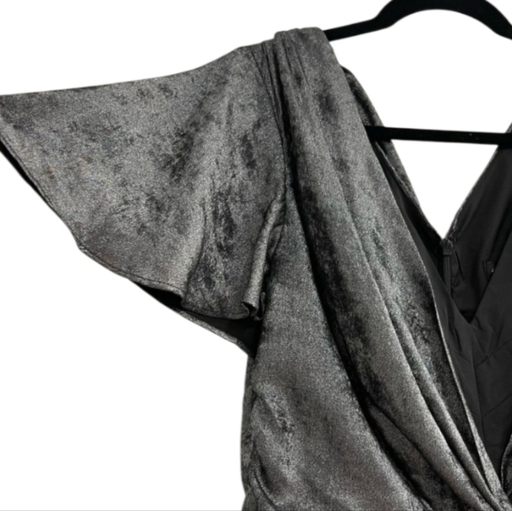Aidan Mattox Flutter-Sleeve Burn Velvet A-Line Gown Surplice neck Size 8 $350 - Picture 8 of 15